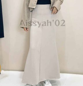 Rok Duyung Panjang Span Mermaid Skirt Flare Maxi Wanita Basic Polos Bahan Scuba