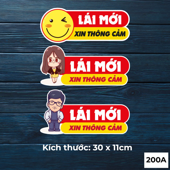 Combo 2 miếng dán sticker tem decal xin lỗi LÁI MỚI xin thông cảm trang ...