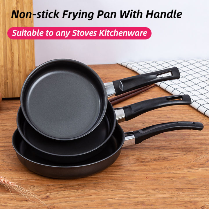 14/16/18cm Nonstick Frying Pan With Handle Steak Fried Eggs Compact