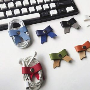 5Pcs Faux Leather Cable Management Bow Knot Cord Organizer Fashion Cord Winder