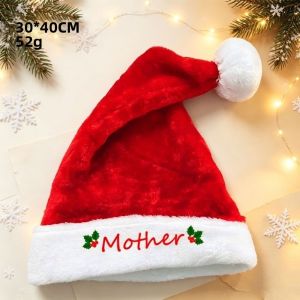 CHLOCH Thêu Mũ ông già Noel đồng bộ cho cả gia đình Dày Mẹ bố con cái. Mũ ông già Noel Giáng sinh Sáng tạo Vải nhung mềm mại Mũ ông già Noel bằng vải nhung. Quà tặng cho tiệc Giáng sinh.