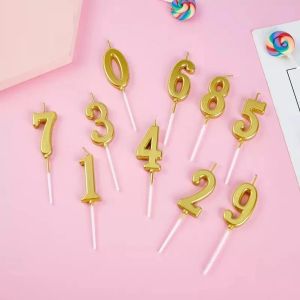 Lilin Angka Ulang Tahun Ultah / Birthday Numeric Candle / Birthday Number Candle Warna Gold Metalik