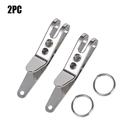 4Pcs Portable Mini Silver Pocket Clip with Ring Bag Waist Belt Hanging Clamp Quicklink Buckle Carabiner Keychain Holder Outdoor Hiking Camping EDC Tool