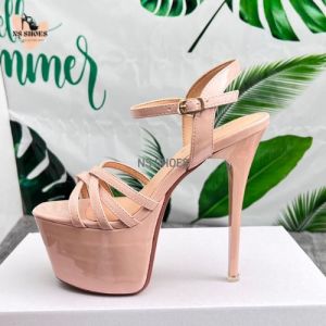 Giày cao gót đế đúp catwalk quai ngang 4 dây thời trang sàn diễn sự kiện tiệc tùng 16cm - NS2202