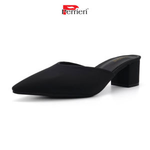 Perrieri Women Easy Slip-on Quality Pointed-toe Heels Mules 63977 (Black/Apricot)