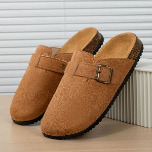 Thick-Soled 2025 Spring Slip-On Loafers Closed-Toe Half Slippers MenS Height-Increasing Shoes