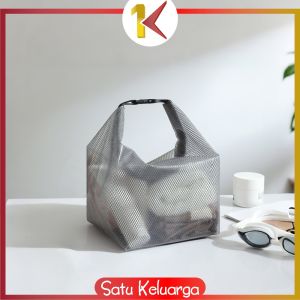 SK-C1303 Tas Jaring Transparan Dengan Pegangan Pouch Kosmetik Anti Air / Tas Travel Besar Kecil