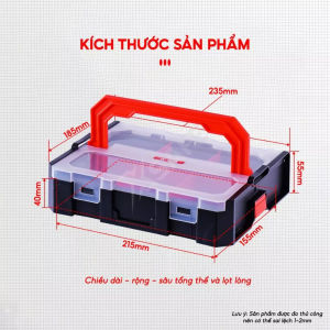 Hôp nhựa đựng linh kiện 2 mặt cao cấp Bison tối đa 34 ngăn vách ngăn có thể tháo rời dùng đựng linh kiện đinh ốc vít