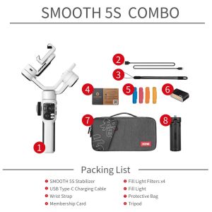 ZHIYUN Smooth 5 Mobile Phone Stabilizer Anti Shake Handheld Pan tilt Intelligent Follow Shooting 360 degree Rotating Shooting Video Mobile Phone Shooting Stand Stabilizer