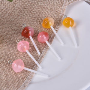 [haoh] 10Pcs Set Resin Transparent Lollipop Charms Pendant Jewelry DIY Making Craft
