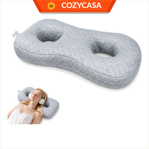 【CozyCasa】 Ear Hole Side Sleeper Pillow / Double Ear Pressure Relief Pillow with Washable Cover for Side Sleeping