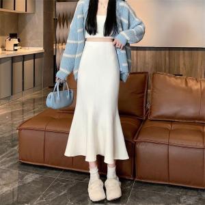 High-end temperament niche fishtail skirt skirt womens spring and autumn new high waist slim fit knitted hip skirt trend#8807