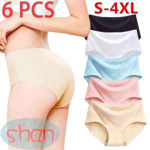 SHAN High Quality 6 Pcs Ice-silk Briefs Seamless Underpants Simple Women Underwears