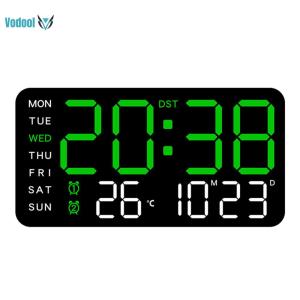 Digital Alarm Clock Bedside Alarm Clock Large Number Display Boarderless Wall-mounted Clock Temperature/Date Display Multifunctional for Home Office [Vodool Official Center]