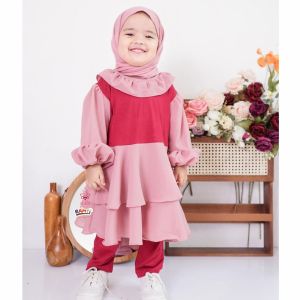 Clara One Set By lilbi  l Baju Setelan Anak Muslim l Outfit Anak Kekinian