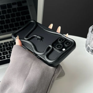 Fashion Matte 3D Hollow Out Snake Phone Case For iPhone 16 15 14 13 12 11 Pro Max 16ProMax Shockproof Soft Cover