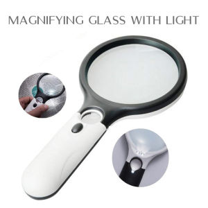 LED Magnifying Glass 3X 45X Auxiliary Reading With 3 LED Light Handheld Magnifying High Definition