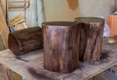 Đôn gỗ khúc cây trang trí ( đôn gỗ decor) màu nâu óc chó có kích thước lớn