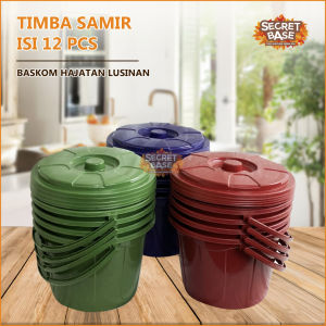 (ISI 12pcs) TIMBA SAMIR - Baskom Hajatan Lusinan Murah / Ember Tutup / Bakul Nasi Plastik