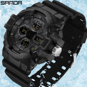 SANDA Sports Mens Watches Luxury Military Quartz Electronic Watches Shockproof Waterproof Digital Wristwatch