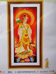 Tranh thêu chữ thập Đại Thế Chí bồ tát (về tự thêu) DV6485