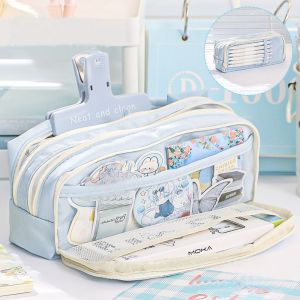 MEMGOUO Large Capacity Pencil Case Clear School Pouch Pen Bag Transparent Pencil Box Girls