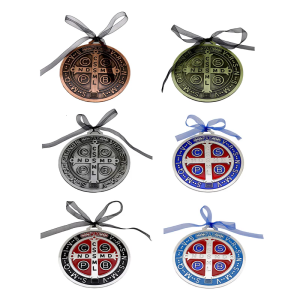 Benedict Protections Medals with Ribbon Priest Benedict Crosses Medals Vintage for Door Wall Hanging Or Desk Display