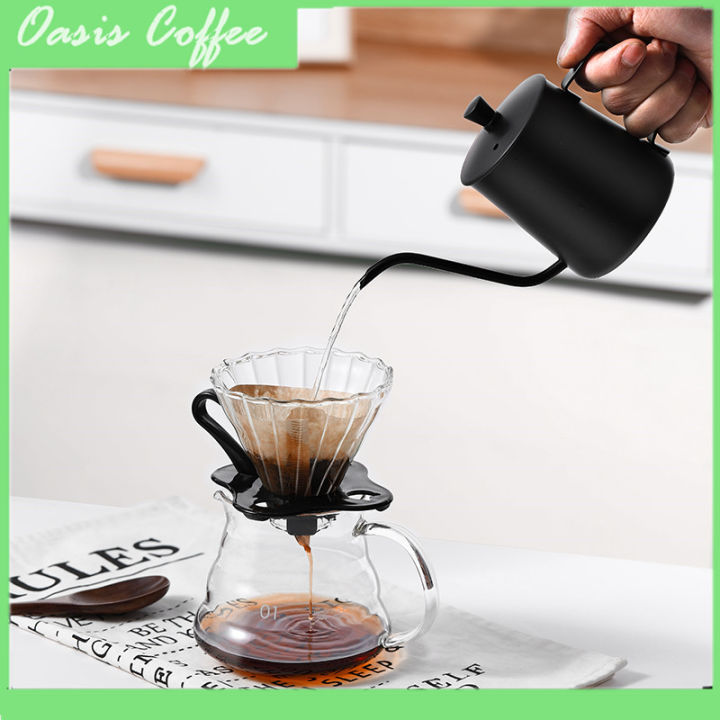 Coffee Dripper Set Coffee Filter Cup Glass Black Holder Coffee Server
