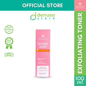 Emina Bright Stuff Exfoliating Toner 100ml | Mencerahkan Wajah Remaja Mengangkat Sel Kulit Mati