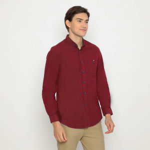 NFZ Kemeja Kasual Pria Lengan Panjang Slimfit Polos All Varian