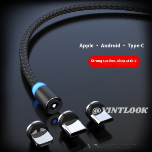 VINTLOOK สายชาร์จแม่เหล็ก 360 องศา ชาร์จเร็วสำหรับ Type-C Android iPhone