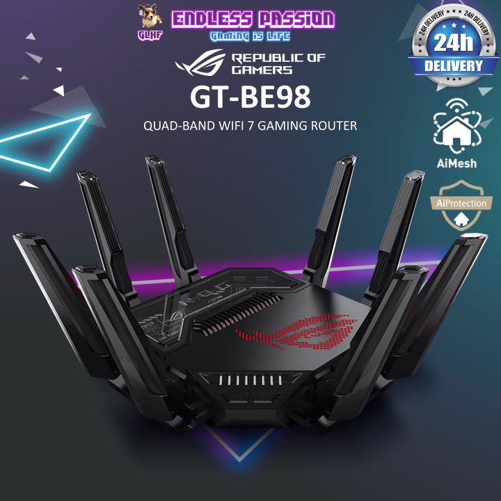 サ*ロ様 新品 ASUS ROG Rapture GT-BE98 ゲーミングルー ASUS ROG Rapture GT-BE98 Quad Band WIFI 7 BE25000 Gaming Router