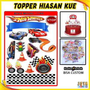 TOPPER KUE KARAKTER HOT WHEELS  TOPPER CAKE HOT WHEELS  TOPER HAPPY BIRTHDAY  HIASAN KUE KARAKTER TT176