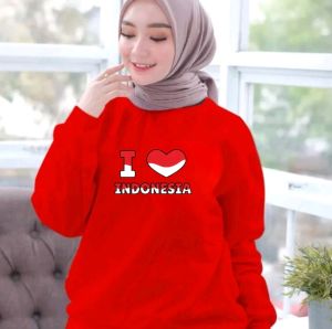 Sale Spesial Sweater Pria Wanita Saya Cinta Indonesia Kaos 17 Agustus Hut RI Crewneck Dirgahayu Nkri