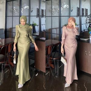 Elora Dress Satin Silk Premium Baju Fashion Wanita Kondangan Wisuda Couple Muslimah Gamis Lebaran Bridesmaid Wedding Pesta Slim