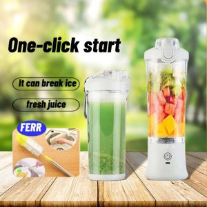 SHURE Portable Blender Electric mini vegetable and fruit juicer rechargeable fully automatic home juice mixing cup fruit and citrus multi-functional portable electric juice blender 600ML USB charging suitable for kitchen home travel