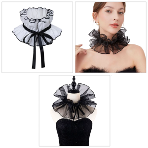 Adjustable Tie Ruffled Collar Vintage For Victorian Age Costumes and Cosplay Halloween Accessory Versatile Collar
