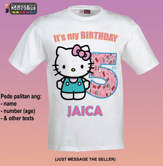 Kitty Inspired cartoon character themed customized tshirt for kids