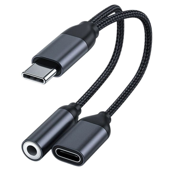 2 in 1 type c to 3 5mm headphone and charger adapter usb c to aux audio