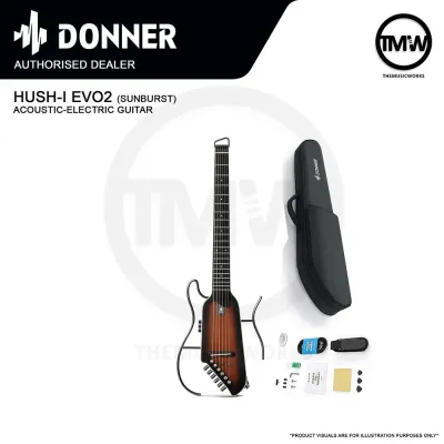 Donner HUSH-I EVO2 Acoustic Electric Travel Guitar Silent Package Steel Strings HUSH I EVO 2 [LIMITED STOCK]