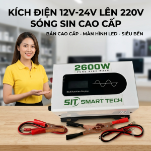 Bộ Kích Điện Inverter 2600W 12V/24V Lên 220V Sóng Sin Tinh Khiết - Máy Biến Tần Cao Cấp Màn Hình LED Siêu Bền