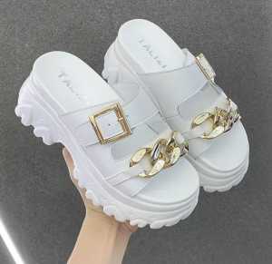 HR COLLECTION Sendal Wedges Wanita 2 Strap Variasi Gesper Rantai WEdges Wanita Fashion SP 194