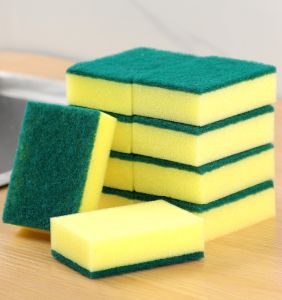 ฟองน้ำล้างจาน ทำความสะอาดล้างจาน สีเขียว-เหลือง