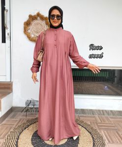 SYAFA Terbaru Gamis Arumi Pollo Linen Polos | Dress Pollo Linen Polos | Gamis Wanita Jumbo Polos Pollolinen | Dress Pollo LInen Kancing Busui