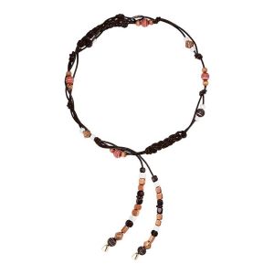 DAMONJ PU Wood Beads Belt Resin Adjustable Retro Tassel Waist Chain Fashion Long Ethnic Style Weaving Waistband Women