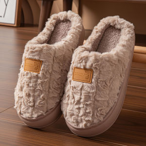 Free Shipping New Plush Cotton Slippers For Women Autumn And Winter Indoor Home Use Thick-Soled Non-Slip CoupleS Plush Warm Soft-Soled Cotton Slippers For Men