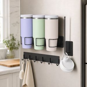 The joy of home Magnetic Cup Storage Rack Refrigerator Side Tumbler Holder Organizer Shelf For 20oz 40oz Cups