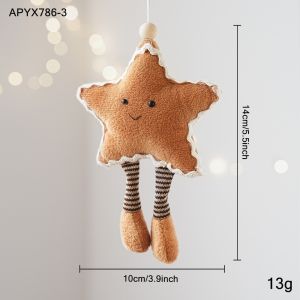 FLYING Soft Stuffed Fabric Christmas Hanging Ornament Multi Shape Doll Shape Christmas Tree Decoration Cute Hanging Cord Cotton Fill Pendant For Xmas Tree