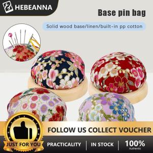 hebeanna Vintage Embroidery Pin Cushions Half Round Pin Pad With Wooden Base Needle Holder For DIY Craft Sewing Accessories