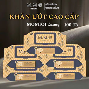 (KOC Live) Khăn Ướt Momioi Luxury 100 Tờ Thùng 10 Gói Không Cồn Không Parabens Cao Cấp Cho Bé